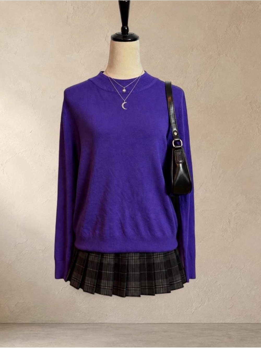 Sag Harbor Purple Crewneck Pullover Sweater Large 100% Acrylic